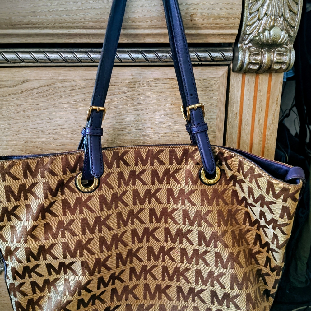 Michael Kors Tan and Brown Monogram Tote